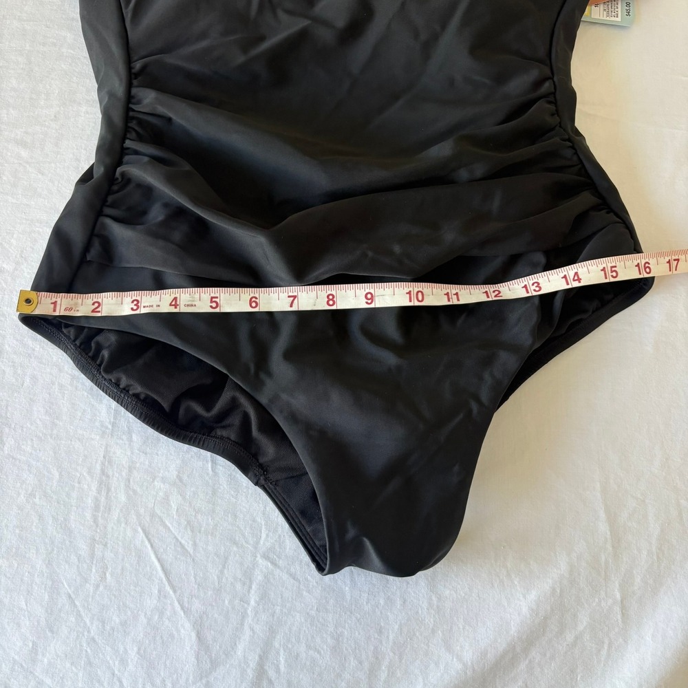 Shade & Shore Womens Shirred Tummy Control One Piece Swimsuit Black 16 NWT - Picture 8 of 16